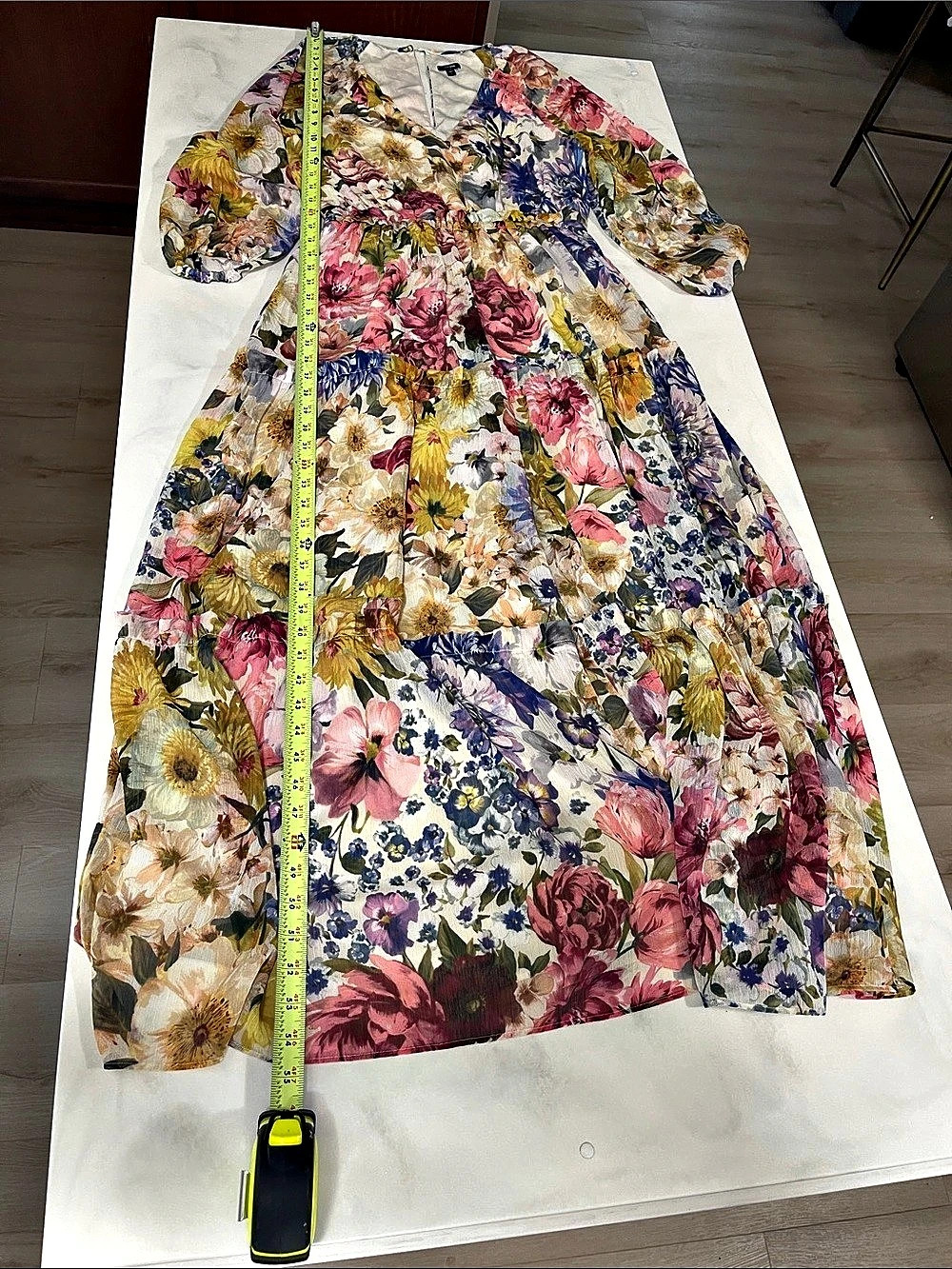 Express Floral V-Neck Long Sleeve Surplice Tiered Maxi Dress Surplice Tiered